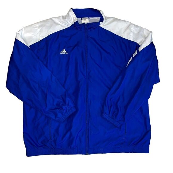 adidas Other - Adidas Track Jacket Adult 2XL Full Zip Blue White One Stripe Mesh Lined y2k